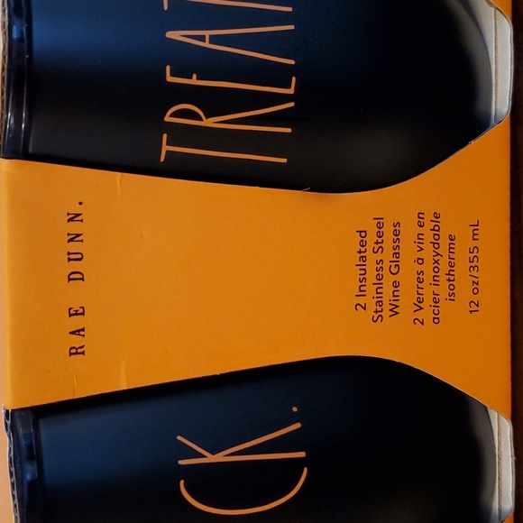 Rae Dunn Set of 2 Insulated Stainless Steel Wine Glasses Trick Treat - Picture 2 of 2